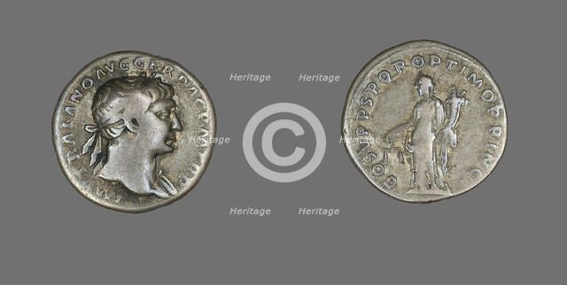 Denarius (Coin) Portraying Emperor Trajan, 103-111. Creator: Unknown.