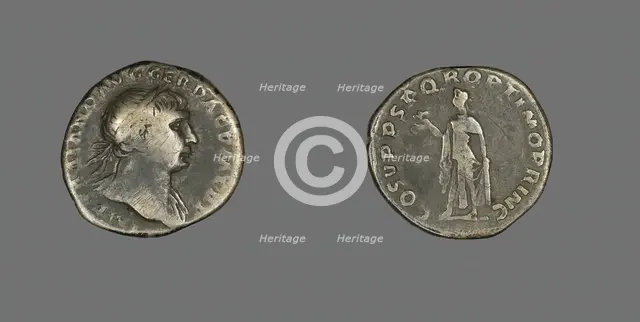 Denarius (Coin) Portraying Emperor Trajan, 103-111. Creator: Unknown.