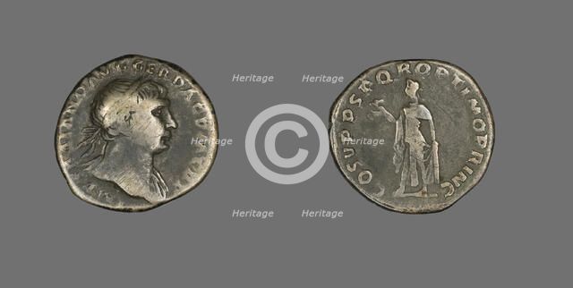 Denarius (Coin) Portraying Emperor Trajan, 103-111. Creator: Unknown.