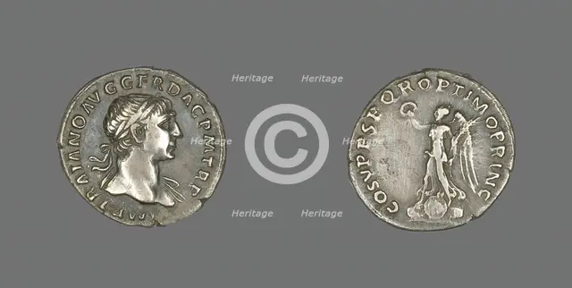 Denarius (Coin) Portraying Emperor Trajan, 103-111. Creator: Unknown.