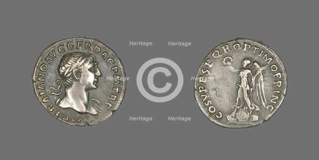 Denarius (Coin) Portraying Emperor Trajan, 103-111. Creator: Unknown.