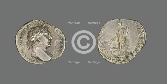Denarius (Coin) Portraying Emperor Trajan, 98-117. Creator: Unknown.