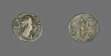 Denarius (Coin) Portraying Empress Faustina, after 141. Creator: Unknown