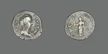 Denarius (Coin) Portraying Empress Faustina, after 141. Creator: Unknown