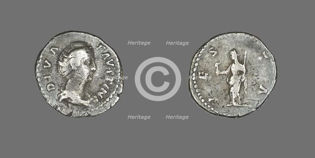 Denarius (Coin) Portraying Empress Faustina, after 141. Creator: Unknown.