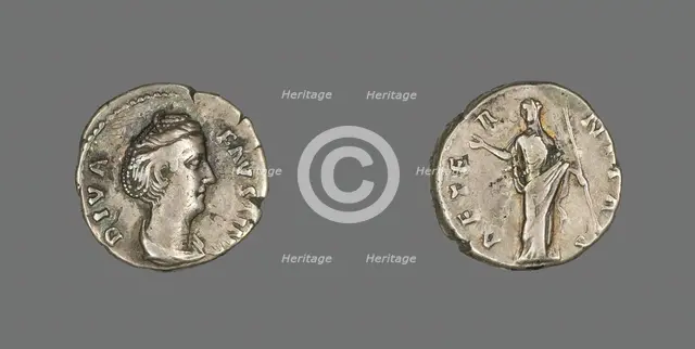 Denarius (Coin) Portraying Empress Faustina the Elder, after 141. Creator: Unknown.