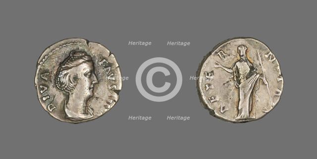 Denarius (Coin) Portraying Empress Faustina the Elder, after 141. Creator: Unknown.