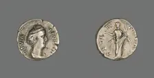 Denarius (Coin) Portraying Empress Faustina the Elder, after 141. Creator: Unknown