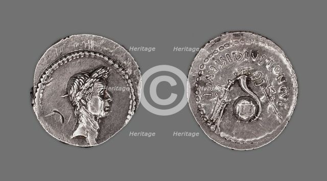 Denarius (Coin) Portraying Julius Caesar, 42 BCE, issued by L. Mussidius Longus. Creator: Unknown.