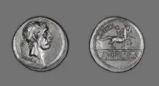 Denarius (Coin) Portraying King Ancus Marcius, 56 BCE, issued by L. Marcius Philippus. Creator: Unknown