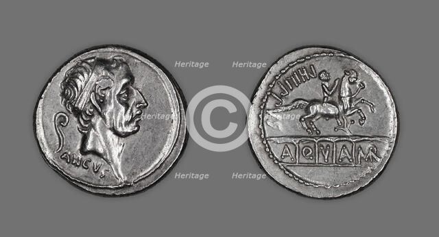 Denarius (Coin) Portraying King Ancus Marcius, 56 BCE, issued by L. Marcius Philippus. Creator: Unknown.