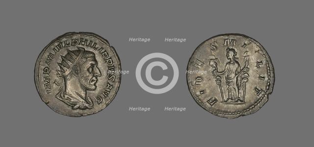 Denarius (Coin) Portraying King Philip II, 244-247. Creator: Unknown.