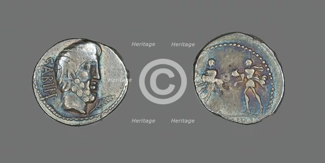 Denarius (Coin) Portraying King Tatius, about 89 BCE. Creator: Unknown.