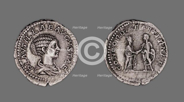 Denarius (Coin) Portraying Plautilla, 202-205, issued by Septimius Severus. Creator: Unknown.