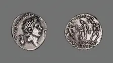 Denarius (Coin) Portraying Pompey the Great, 42-40 BCE, issued by Roman Republic, Sextus Pompeius... Creator: Unknown