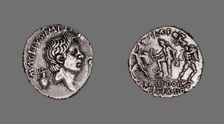 Denarius (Coin) Portraying Pompey the Great, 42-40 BCE, issued by Roman Republic, Sextus Pompeius... Creator: Unknown