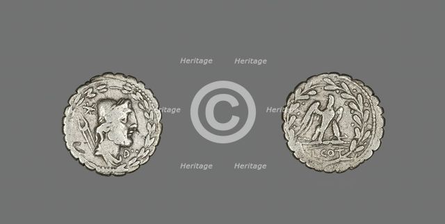 Denarius Serratus (Coin) Depicting the God Vulcan, 105 BCE. Creator: Unknown.