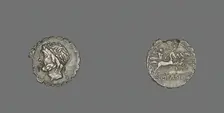Denarius Serratus (Coin) Depicting the God Saturn, 106 BCE. Creator: Unknown