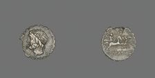 Denarius Serratus (Coin) Depicting the God Saturn, 106 BCE. Creator: Unknown