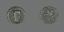 Denarius Serratus (Coin) Depicting the Goddess Juno Sospita, about 79 BCE. Creator: Unknown