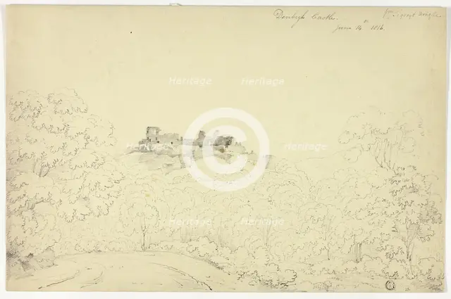 Denbigh Castle from Segroyt Dingle, 1816. Creator: George Fennel Robson.