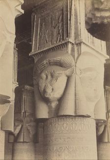 Dendera, Interior of the Temple, Hathor Capitals, c. 1870s - 1880. Creator: Antonio Beato (British, c. 1825-1903)