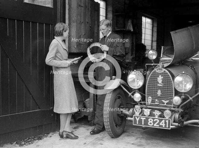 Denis Evans working on his Bugatti Type 43 2262cc. Artist: Bill Brunell.