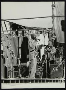 Denis Williams photographing Eddie Cleanhead Vinson at Knebworth, Hertfordshire, 1981