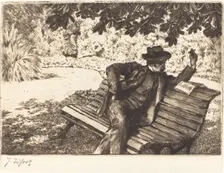Denoisel Reading in the Garden, 1882. Creator: James Tissot