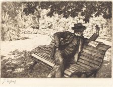 Denoisel Reading in the Garden, 1882. Creator: James Tissot