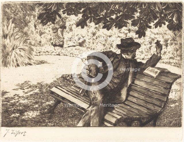 Denoisel Reading in the Garden, 1882. Creator: James Tissot.