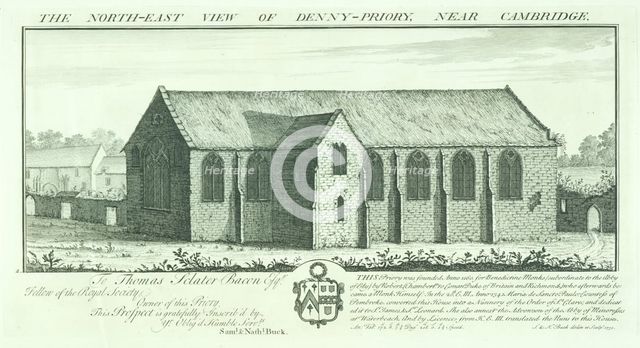 Denny Abbey, Cambridgeshire, 1730. Artists: Samuel Buck, Nathaniel Buck.
