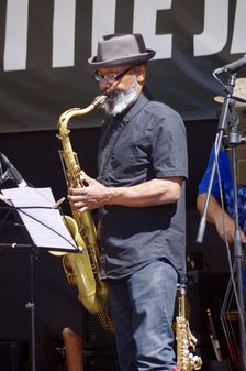Denys Baptiste, Hexagonal, Battle Jazz Weekend, Battle, East Sussex, 24 July 2022. Creator: Brian O'Connor