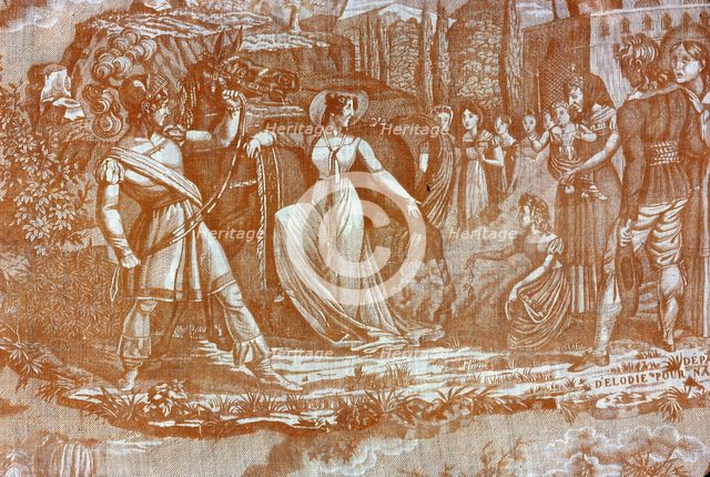 Départ d'Elodie pour Nancy, (Furnishing Fabric), Munster, c. 1822.  Creator: Hartmann et Fils.