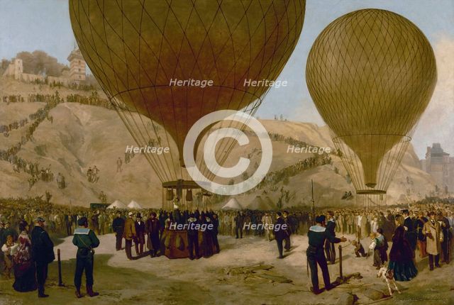 Départ de Léon Gambetta pour Tours sur le ballon l'"Armand-Barbès", le 7 octobre 1870, à..., c1871. Creators: Jules Didier, Jacques Guiaud.