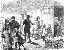Departure of a Cunard steamer from Liverpool: passengers coming on board, 1881. Creator: Unknown