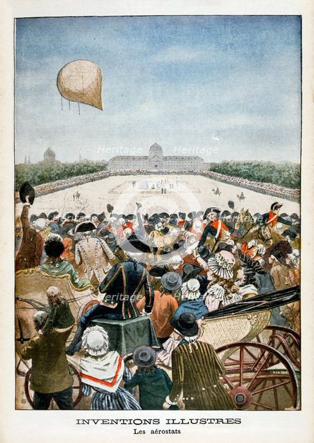 Departure of a balloon from Paris on 27th June 1783, (1901). Artist: Unknown