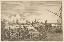 Departure of a galley at the Port of Livorno, from from Views of the port of Livorno ..., 1654-55. Creator: Stefano della Bella