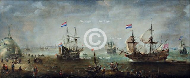 Departure of a Dutch Fleet on the Vlieree Near the Island of Vlieland, 1600-1625. Creator: Cornelis Claesz van Wieringen.