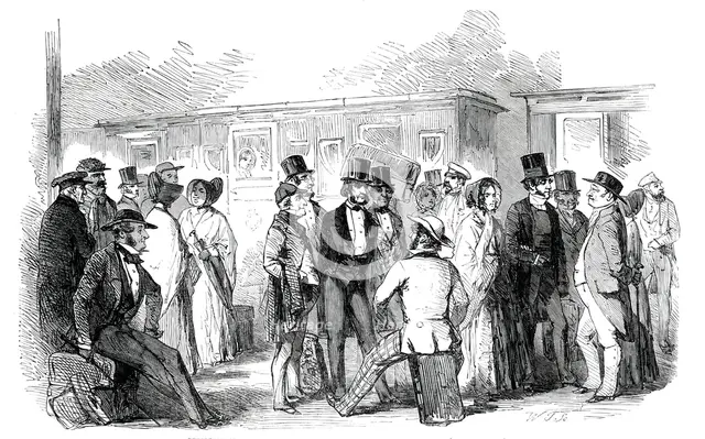 Departure of English Members of the Peace Congress for Frankfort, 1850. Creator: W. T..