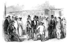 Departure of English Members of the Peace Congress for Frankfort, 1850. Creator: W. T.