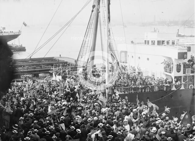 Departure of FINLAND with Olympic candidates, 1912. Creator: Bain News Service.
