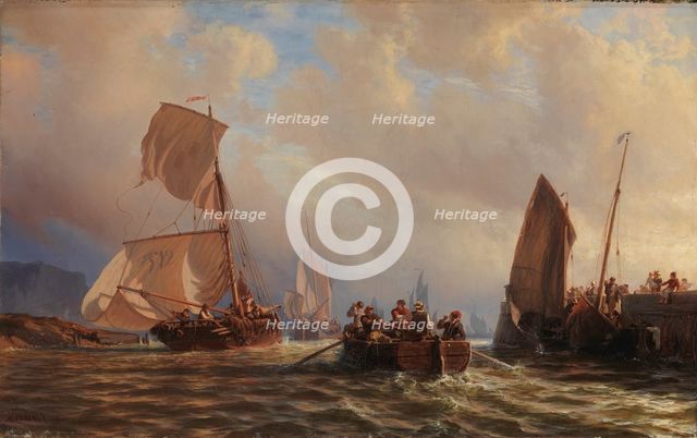 Departure of fishermen, 1846-1885. Creator: Henri Charles Stock.
