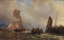 Departure of fishermen, 1846-1885. Creator: Henri Charles Stock