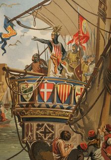 Departure of James I for the conquest of Majorca, (1208-1276), 1229, (1890). Creator: Unknown