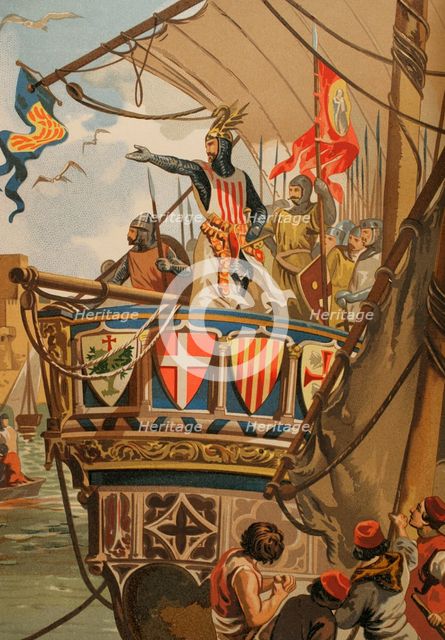 Departure of James I for the conquest of Majorca, (1208-1276), 1229, (1890).  Creator: Unknown.