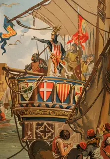 Departure of James I for the conquest of Majorca, (1208-1276), 1229, (1890). Creator: Unknown