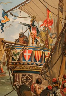 Departure of James I for the conquest of Majorca, (1208-1276), 1229, (1890). Creator: Unknown