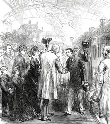 Departure of King George of Hanover from the Victoria Station, 1876. Creator: Unknown
