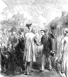 Departure of King George of Hanover from the Victoria Station, 1876. Creator: Unknown